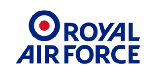 Blue Royal Air Force logo on a white background.