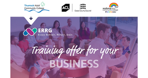 Training offer for your business poster with Essex Retrain, Retain, Gain logo.