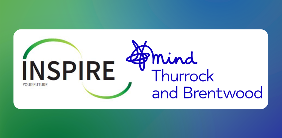 Inspire Hub and MIND logos on a multicoloured background