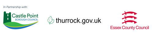 Castle Point Council. Thurrock Council, and Essex County Council logos