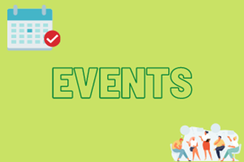 Green background with events written over the top and a cartoon calendar