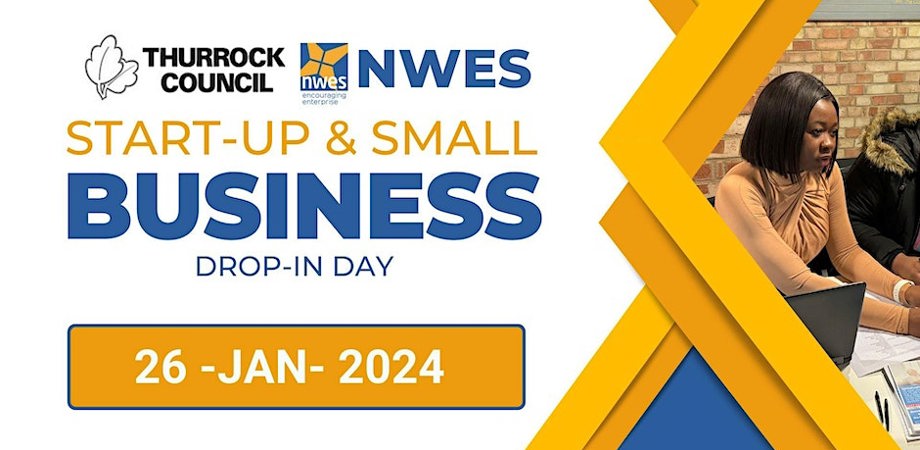 Small business drop-in day banner.