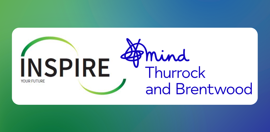 Inspire Hub and MIND logos on a multicoloured background